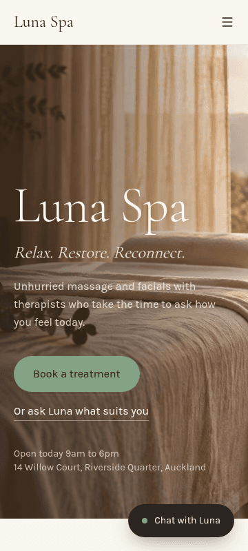 Luna Spa — mobile